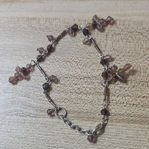 Handmade Purple Beaded Cross Bracelet